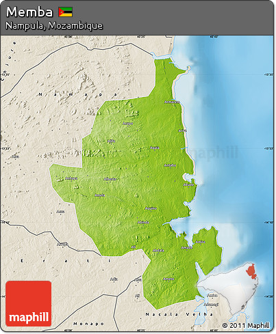 Physical Map of Memba, shaded relief outside