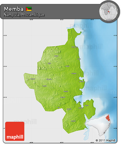 Physical Map of Memba, single color outside