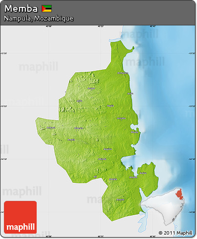 Physical Map of Memba, single color outside