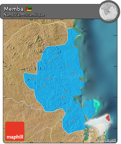 Political Map of Memba, satellite outside
