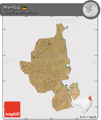 Satellite Map of Memba, cropped outside