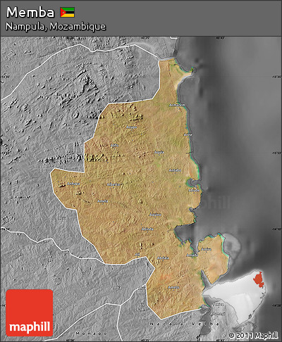 Satellite Map of Memba, desaturated