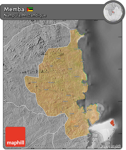 Satellite Map of Memba, desaturated