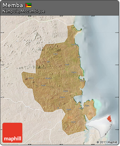Satellite Map of Memba, lighten