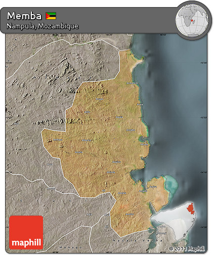Satellite Map of Memba, semi-desaturated