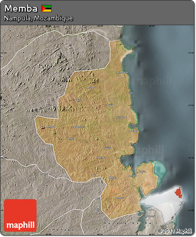 Satellite Map of Memba, semi-desaturated