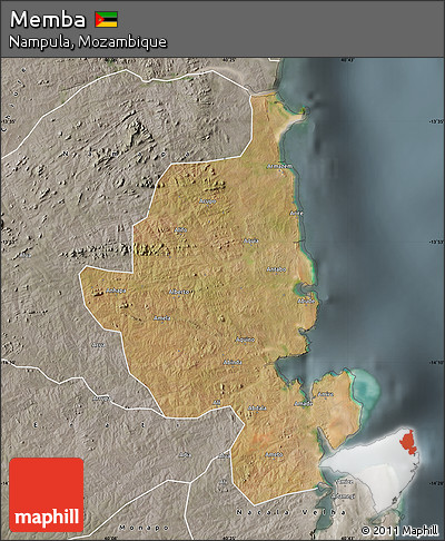 Satellite Map of Memba, semi-desaturated