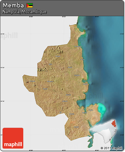 Satellite Map of Memba, single color outside