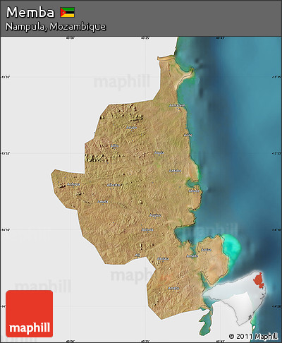 Satellite Map of Memba, single color outside