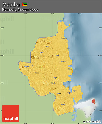 Savanna Style Map of Memba, single color outside