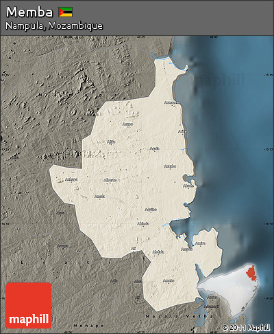 Shaded Relief Map of Memba, darken