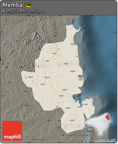 Shaded Relief Map of Memba, darken
