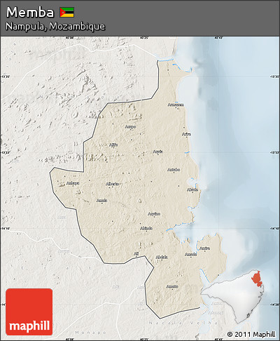 Shaded Relief Map of Memba, lighten