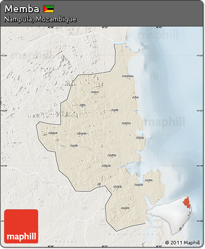Shaded Relief Map of Memba, lighten