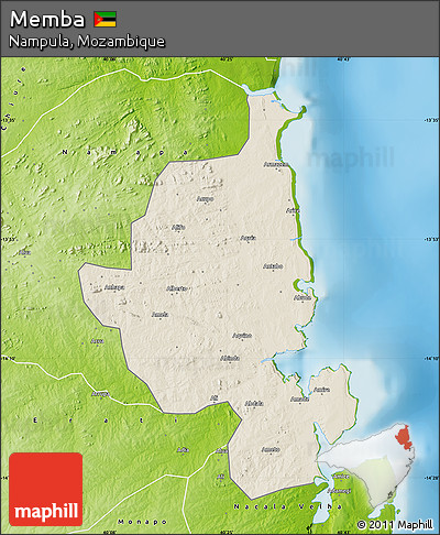 Shaded Relief Map of Memba, physical outside