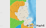 Shaded Relief Map of Memba, political outside