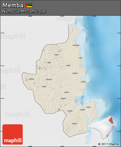 Shaded Relief Map of Memba, single color outside