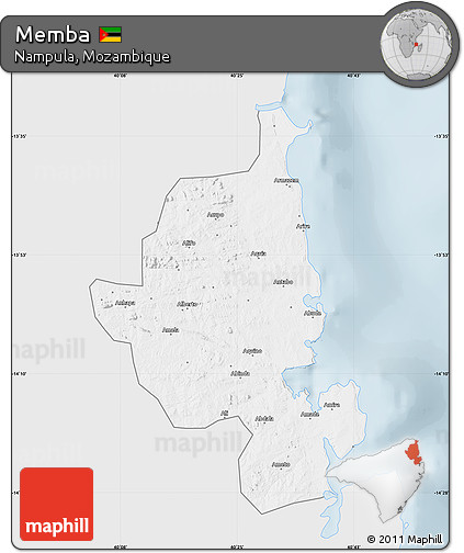 Silver Style Map of Memba, single color outside