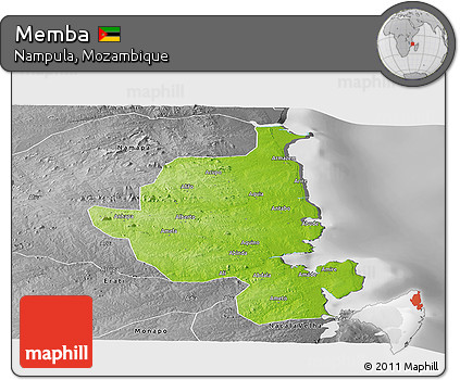 Physical Panoramic Map of Memba, desaturated