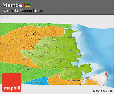 Physical Panoramic Map of Memba, political outside