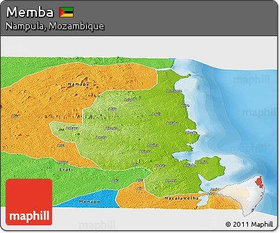 Physical Panoramic Map of Memba, political outside