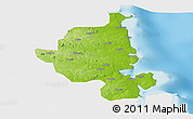 Physical Panoramic Map of Memba, single color outside