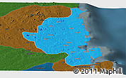 Political Panoramic Map of Memba, darken