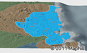 Political Panoramic Map of Memba, darken, semi-desaturated