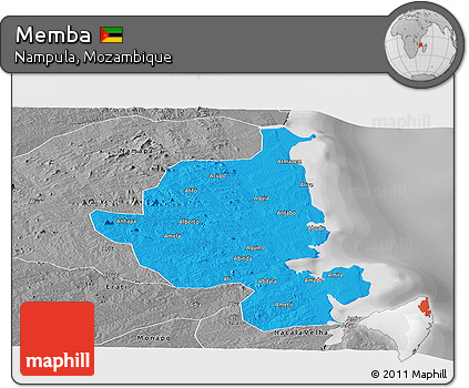 Political Panoramic Map of Memba, desaturated