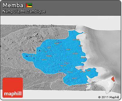 Political Panoramic Map of Memba, desaturated