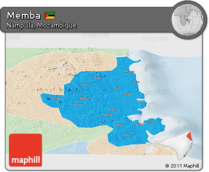 Political Panoramic Map of Memba, lighten