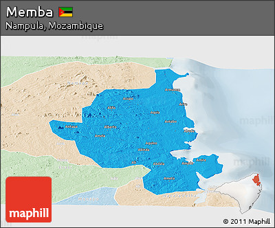 Political Panoramic Map of Memba, lighten