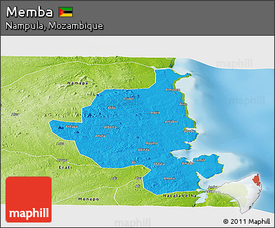 Political Panoramic Map of Memba, physical outside