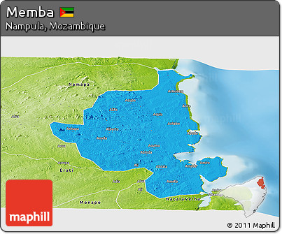 Political Panoramic Map of Memba, physical outside
