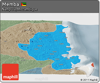 Political Panoramic Map of Memba, semi-desaturated