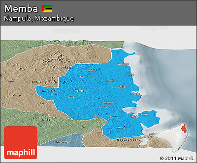 Political Panoramic Map of Memba, semi-desaturated