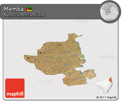 Satellite Panoramic Map of Memba, cropped outside
