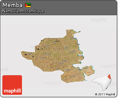Satellite Panoramic Map of Memba, cropped outside