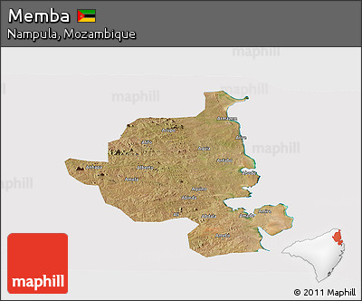 Satellite Panoramic Map of Memba, cropped outside