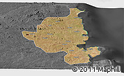 Satellite Panoramic Map of Memba, darken, desaturated