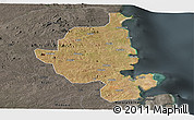 Satellite Panoramic Map of Memba, darken, semi-desaturated