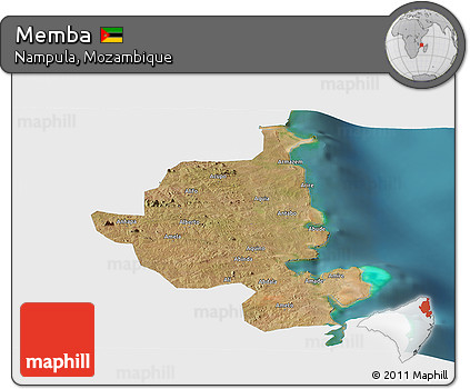 Satellite Panoramic Map of Memba, single color outside