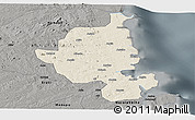 Shaded Relief Panoramic Map of Memba, darken, semi-desaturated