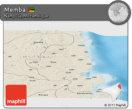 Shaded Relief Panoramic Map of Memba