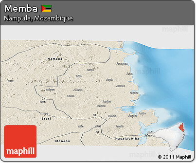 Shaded Relief Panoramic Map of Memba