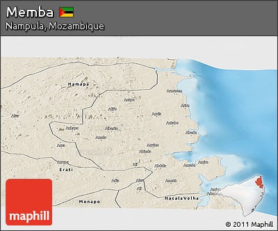 Shaded Relief Panoramic Map of Memba