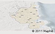 Shaded Relief Panoramic Map of Memba, lighten, semi-desaturated