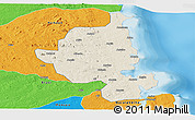 Shaded Relief Panoramic Map of Memba, political outside