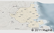 Shaded Relief Panoramic Map of Memba, semi-desaturated
