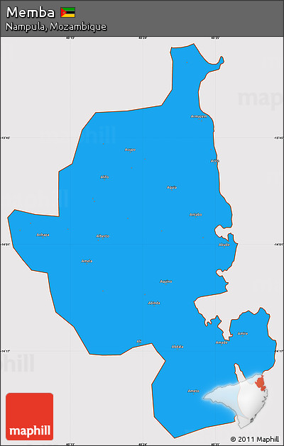 Political Simple Map of Memba, cropped outside